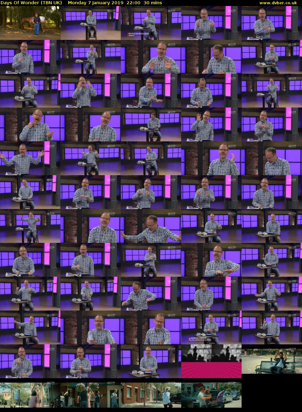 Days Of Wonder (TBN UK) Monday 7 January 2019 22:00 - 22:30