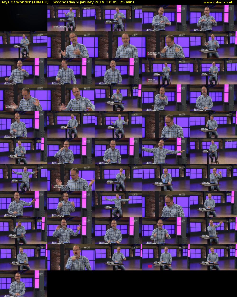 Days Of Wonder (TBN UK) Wednesday 9 January 2019 10:05 - 10:30