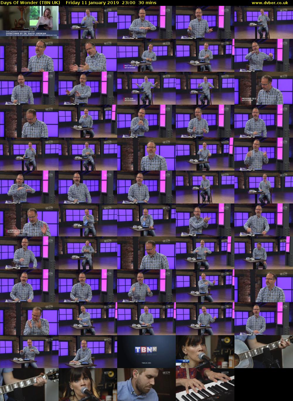 Days Of Wonder (TBN UK) Friday 11 January 2019 23:00 - 23:30