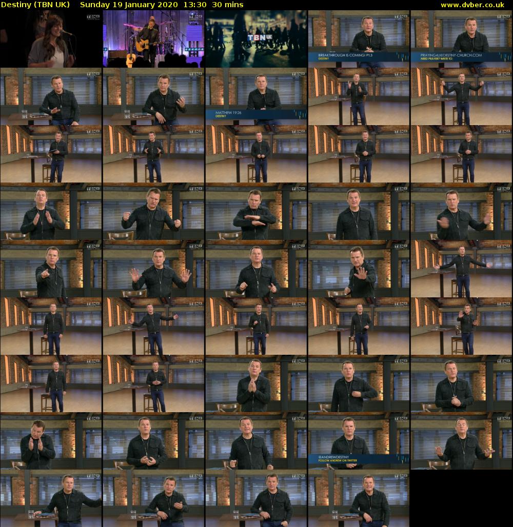 Destiny (TBN UK) Sunday 19 January 2020 13:30 - 14:00