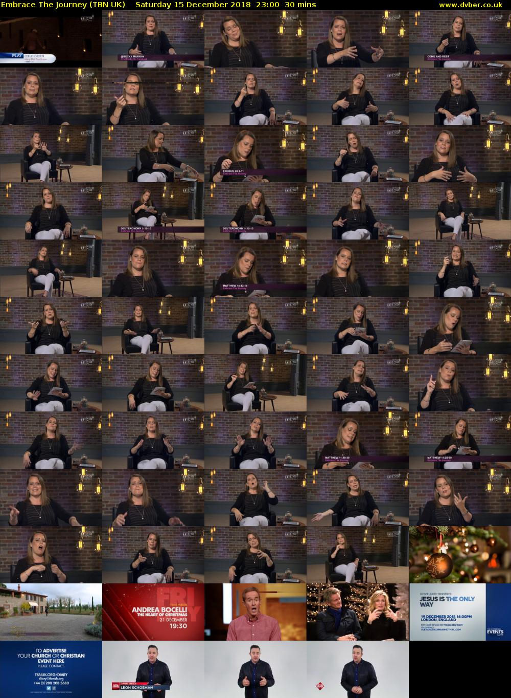 Embrace The Journey (TBN UK) Saturday 15 December 2018 23:00 - 23:30