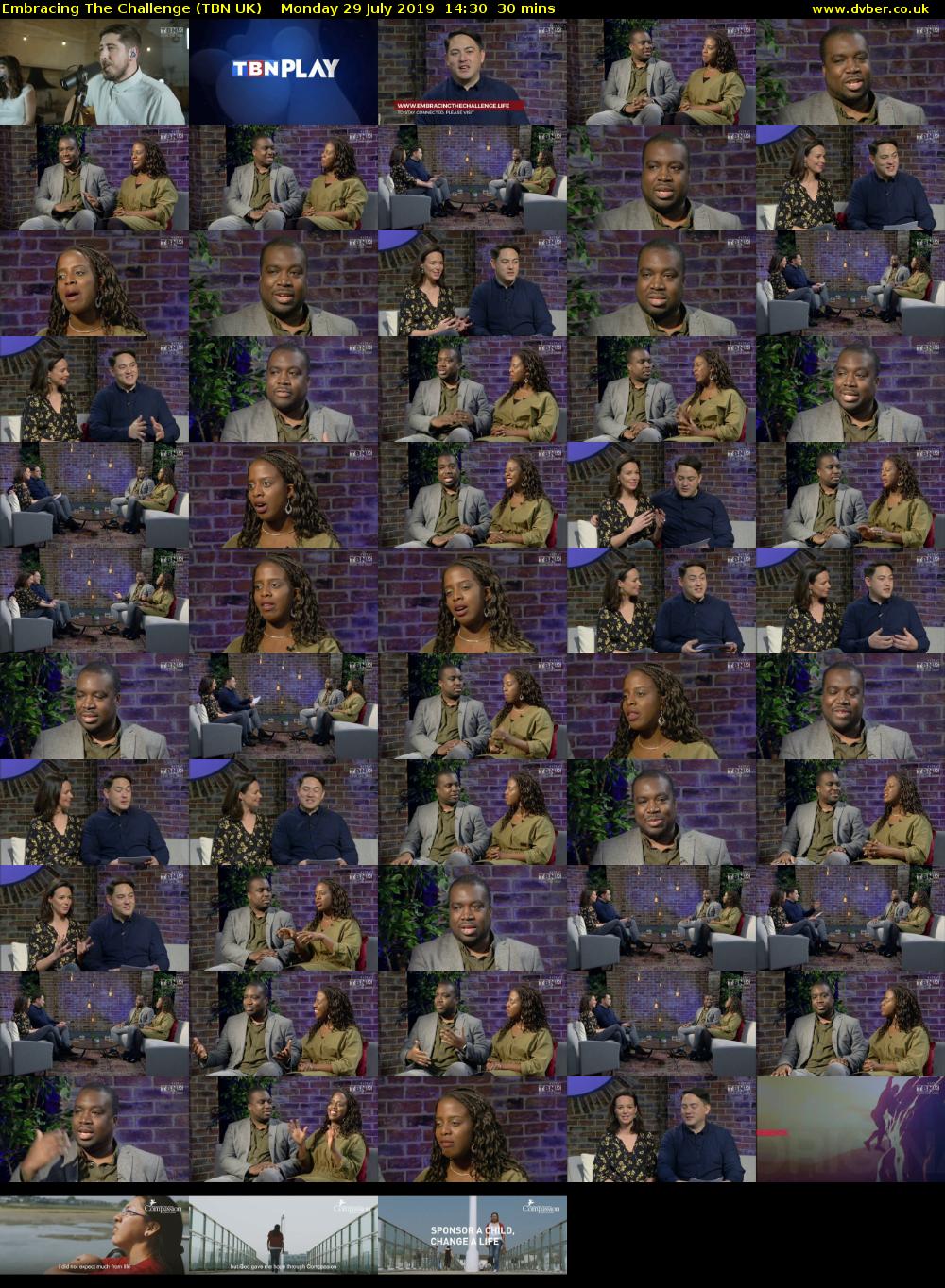 Embracing The Challenge (TBN UK) Monday 29 July 2019 14:30 - 15:00