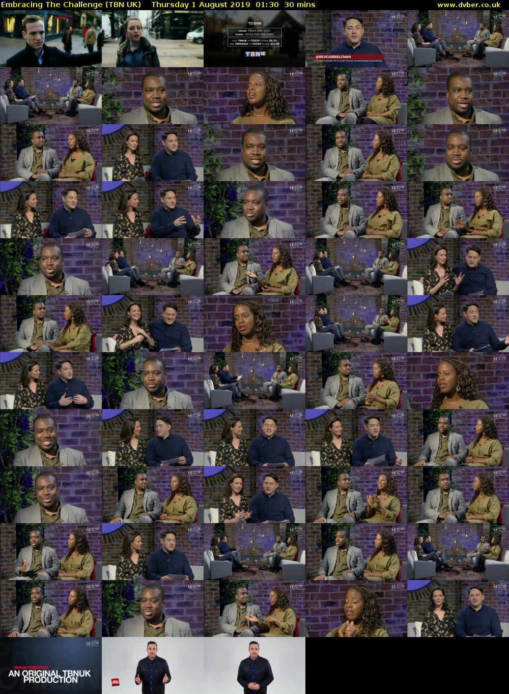 Embracing The Challenge (TBN UK) Thursday 1 August 2019 01:30 - 02:00