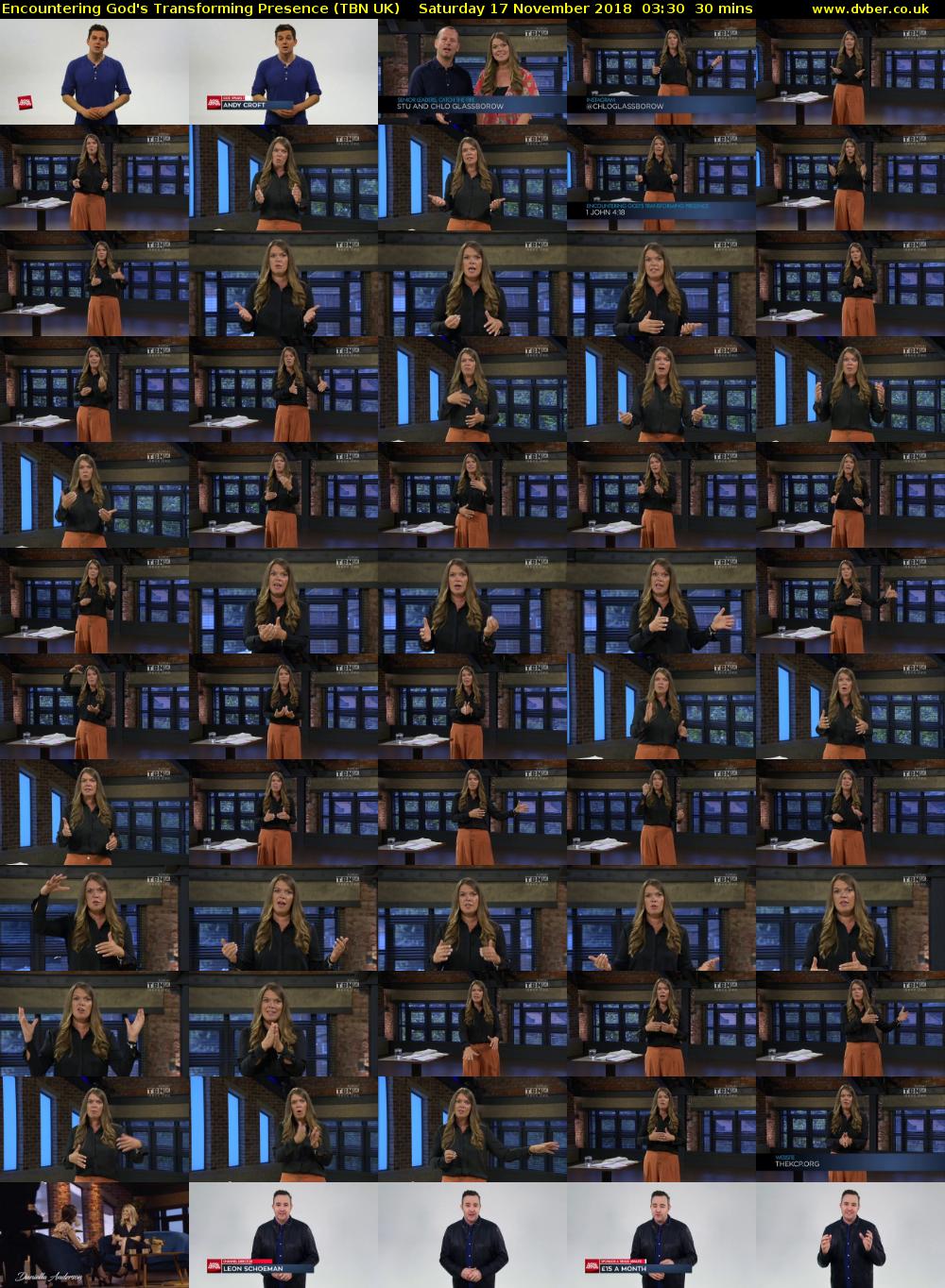 Encountering God's Transforming Presence (TBN UK) Saturday 17 November 2018 03:30 - 04:00