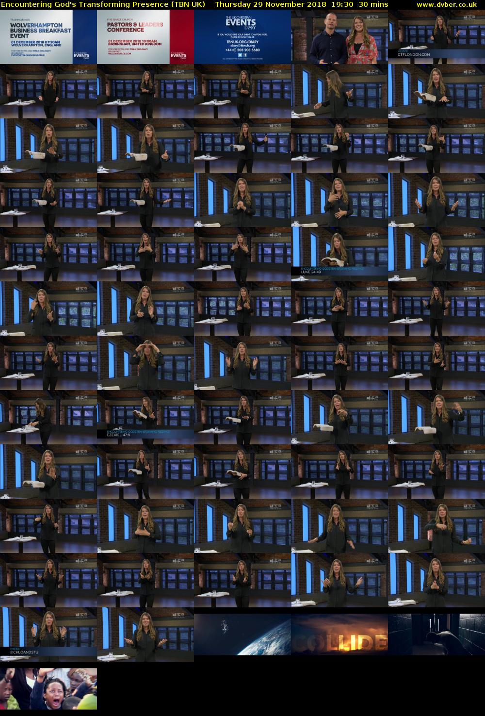 Encountering God's Transforming Presence (TBN UK) Thursday 29 November 2018 19:30 - 20:00