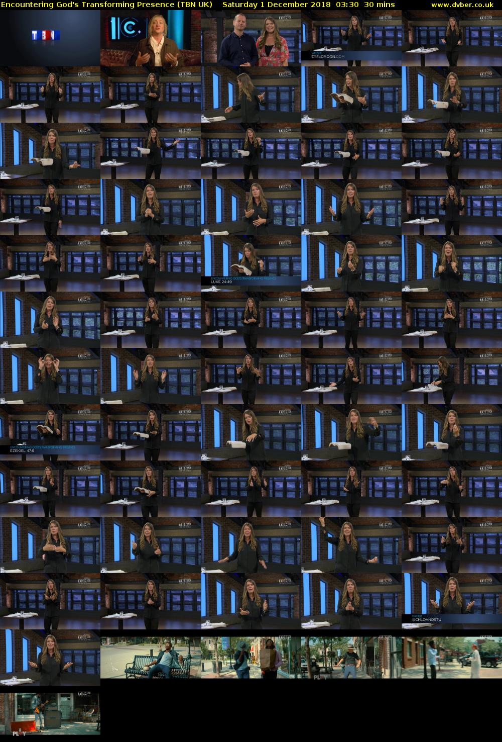 Encountering God's Transforming Presence (TBN UK) Saturday 1 December 2018 03:30 - 04:00