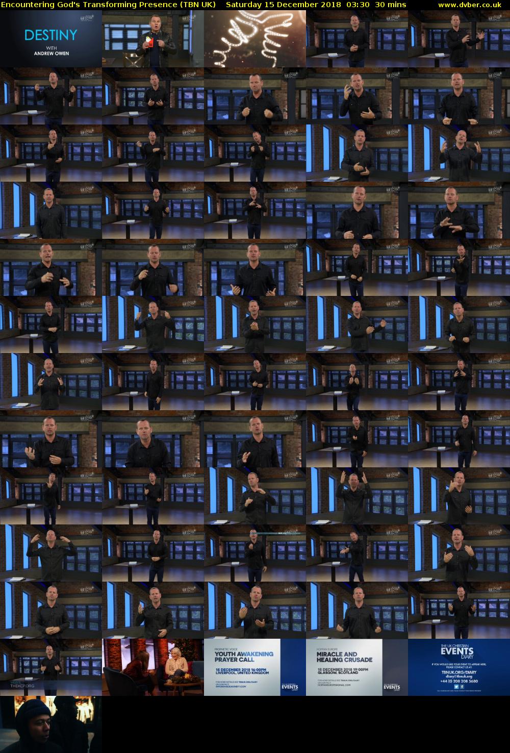 Encountering God's Transforming Presence (TBN UK) Saturday 15 December 2018 03:30 - 04:00