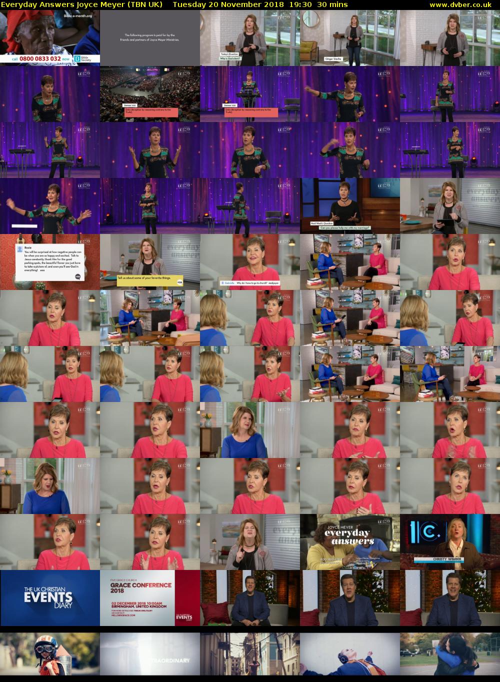 Everyday Answers Joyce Meyer (TBN UK) Tuesday 20 November 2018 19:30 - 20:00