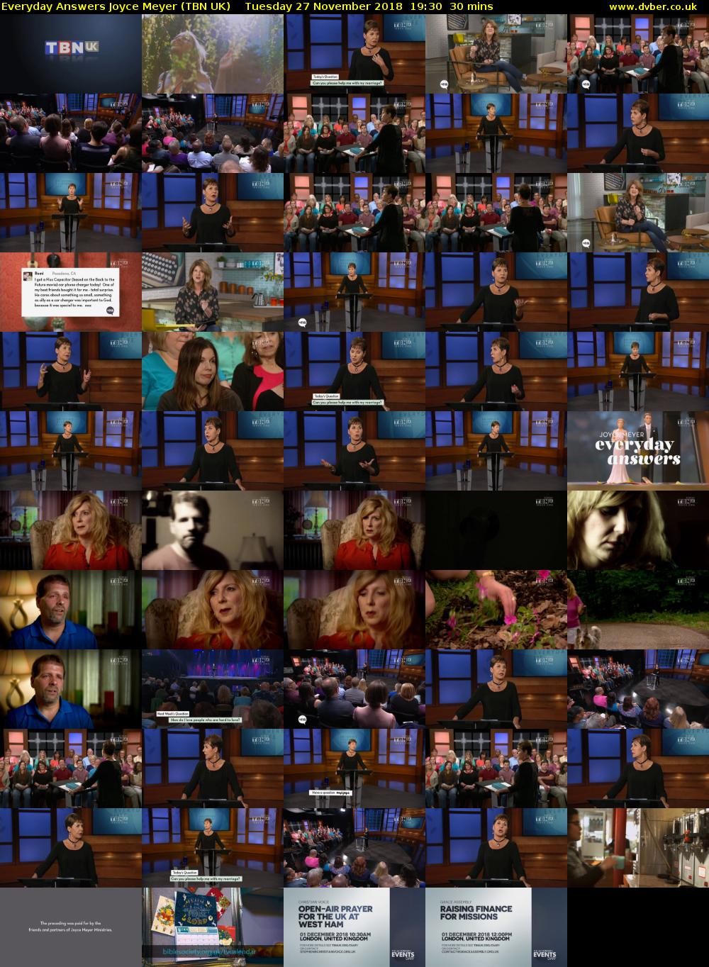 Everyday Answers Joyce Meyer (TBN UK) Tuesday 27 November 2018 19:30 - 20:00