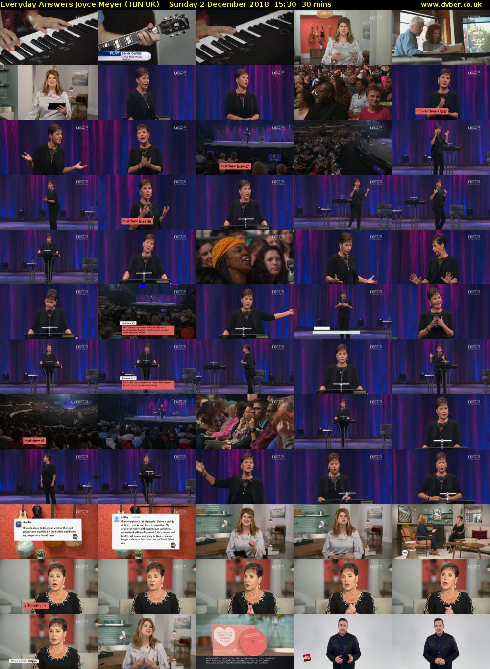 Everyday Answers Joyce Meyer (TBN UK) Sunday 2 December 2018 15:30 - 16:00