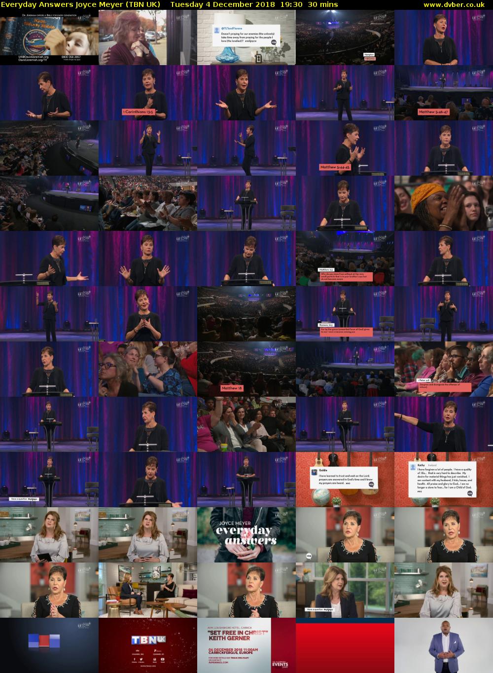 Everyday Answers Joyce Meyer (TBN UK) Tuesday 4 December 2018 19:30 - 20:00