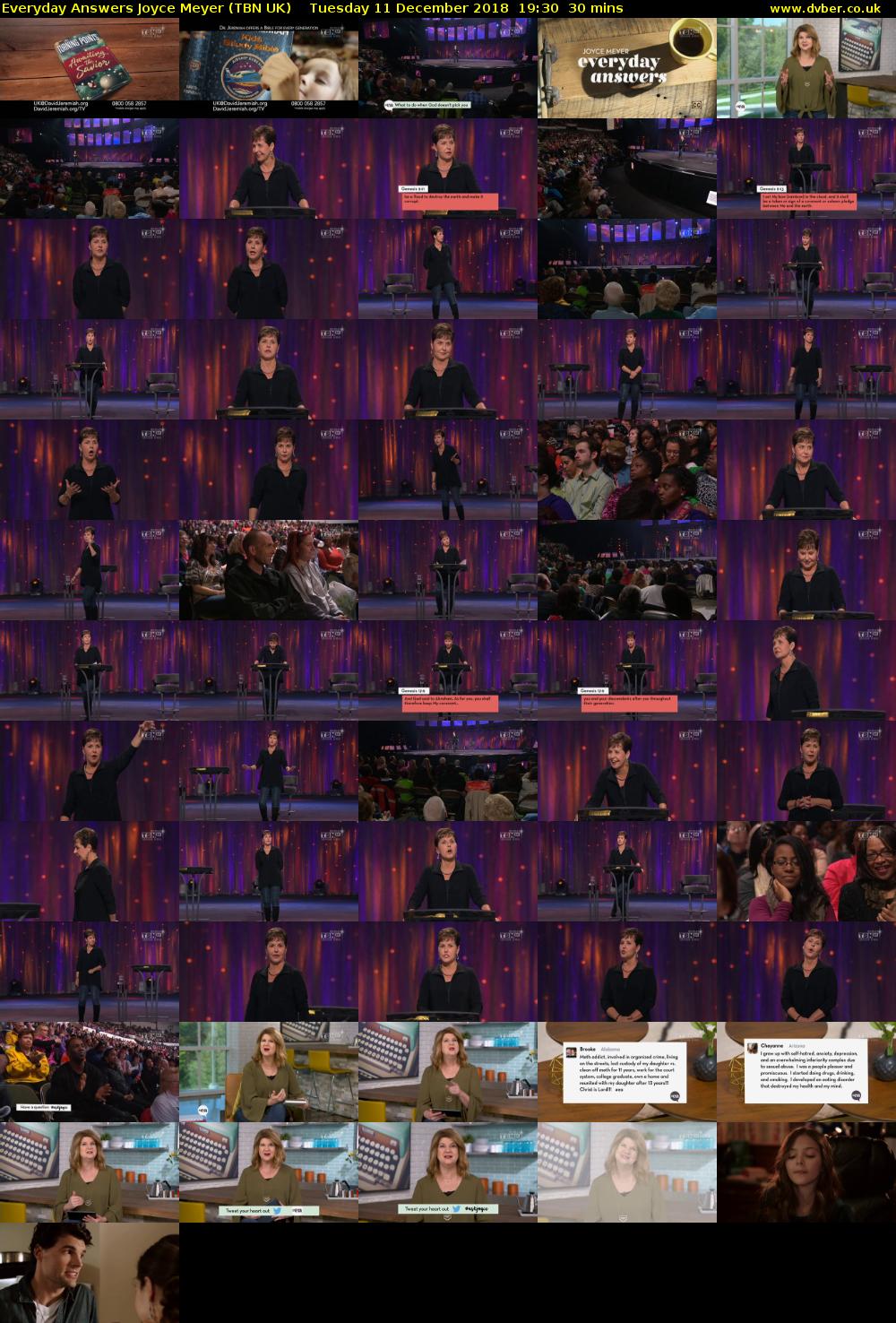 Everyday Answers Joyce Meyer (TBN UK) Tuesday 11 December 2018 19:30 - 20:00