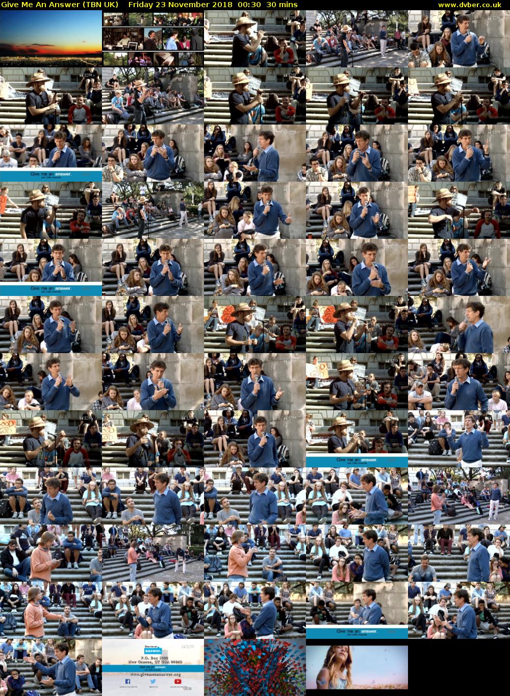 Give Me An Answer (TBN UK) Friday 23 November 2018 00:30 - 01:00