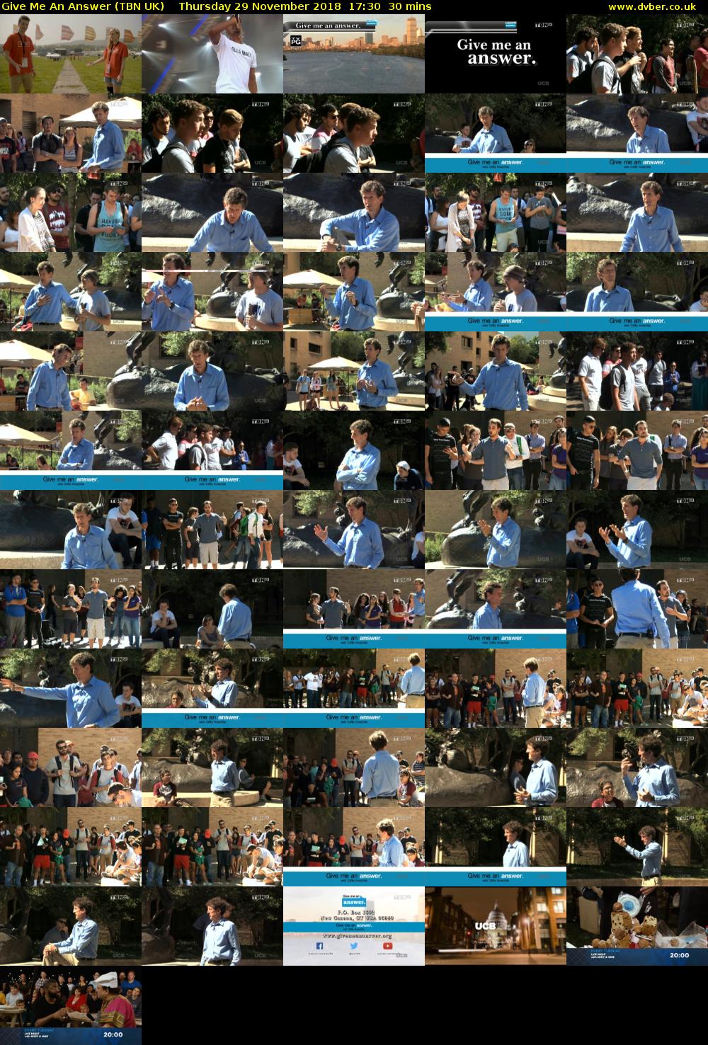 Give Me An Answer (TBN UK) Thursday 29 November 2018 17:30 - 18:00