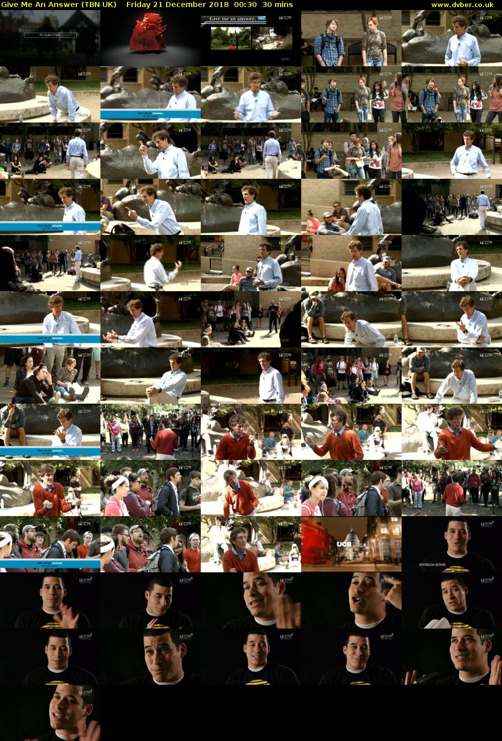 Give Me An Answer (TBN UK) Friday 21 December 2018 00:30 - 01:00