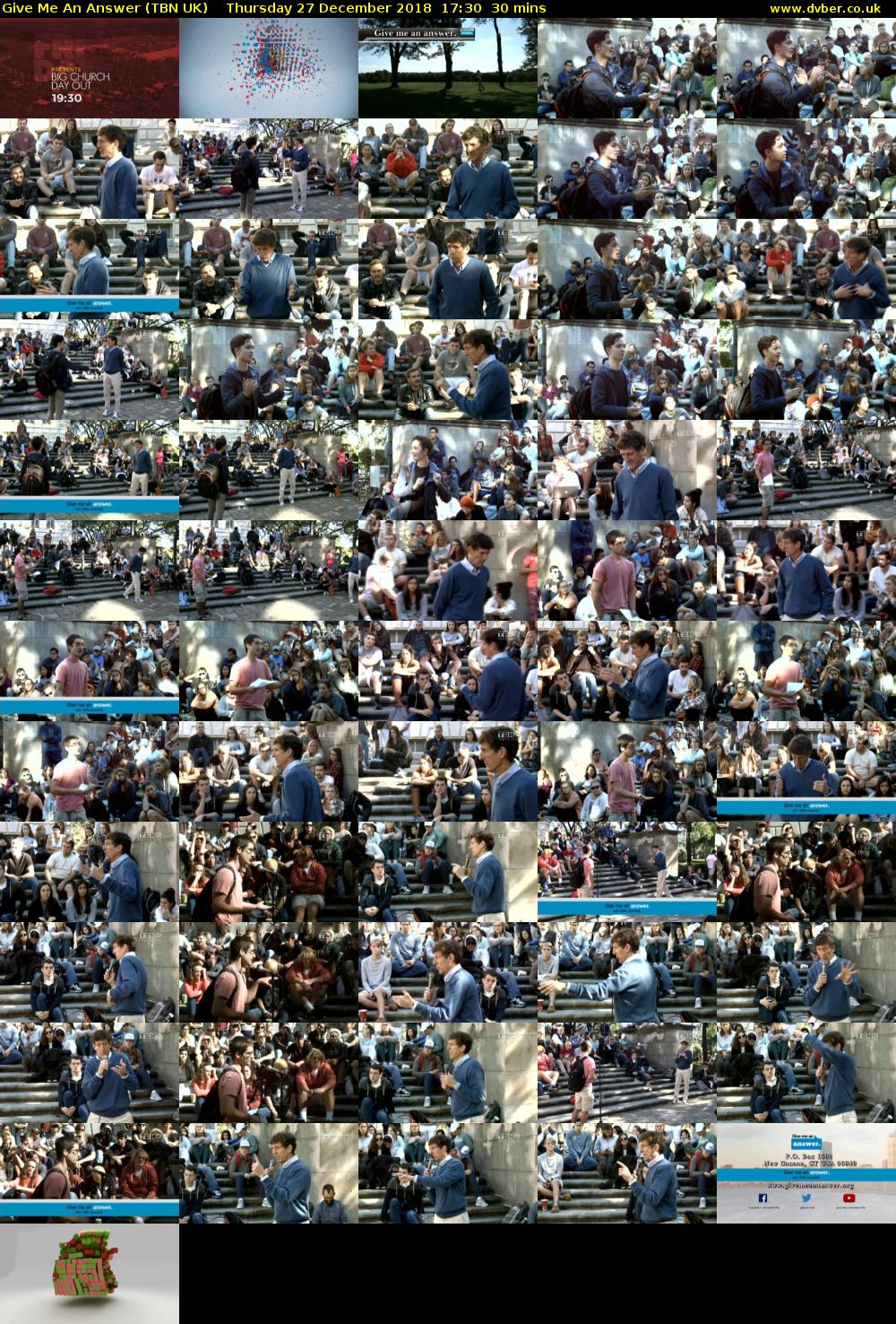 Give Me An Answer (TBN UK) Thursday 27 December 2018 17:30 - 18:00