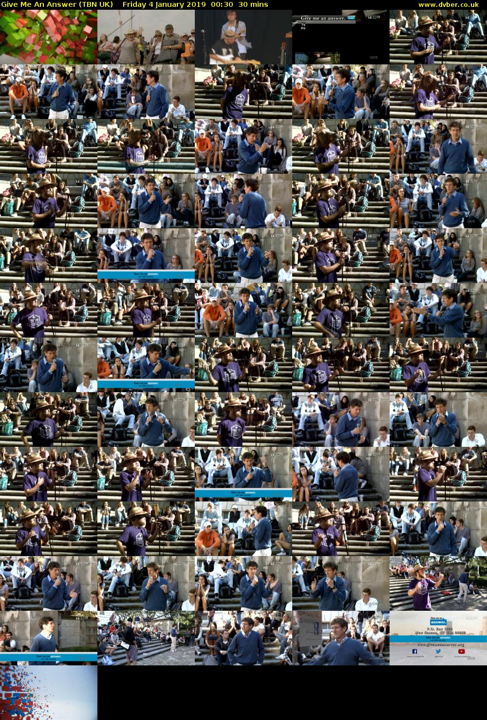 Give Me An Answer (TBN UK) Friday 4 January 2019 00:30 - 01:00