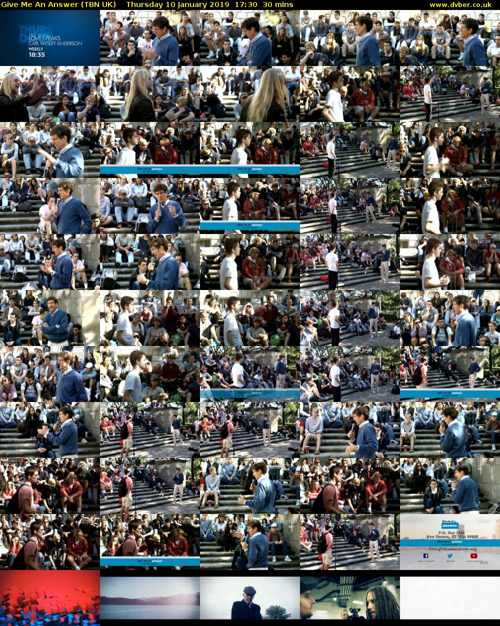 Give Me An Answer (TBN UK) Thursday 10 January 2019 17:30 - 18:00