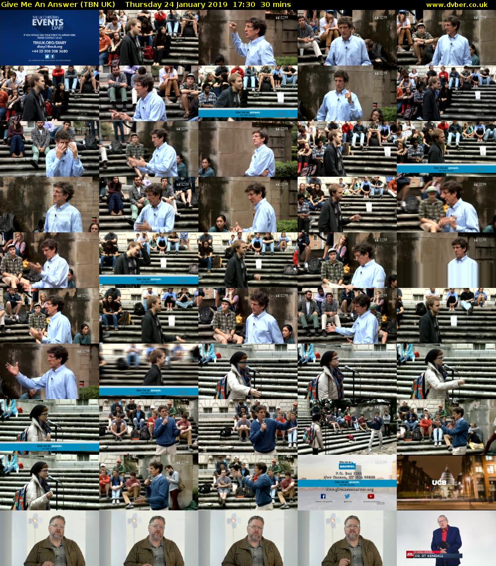 Give Me An Answer (TBN UK) Thursday 24 January 2019 17:30 - 18:00