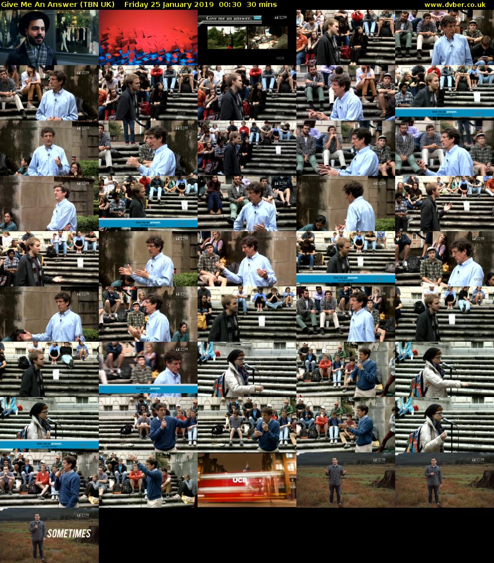 Give Me An Answer (TBN UK) Friday 25 January 2019 00:30 - 01:00