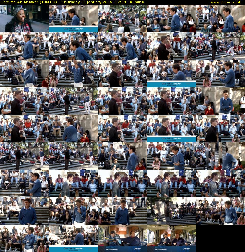 Give Me An Answer (TBN UK) Thursday 31 January 2019 17:30 - 18:00