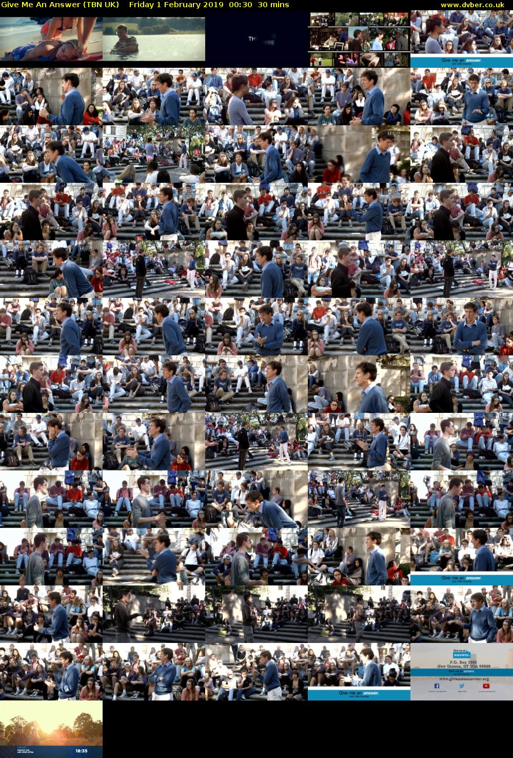 Give Me An Answer (TBN UK) Friday 1 February 2019 00:30 - 01:00