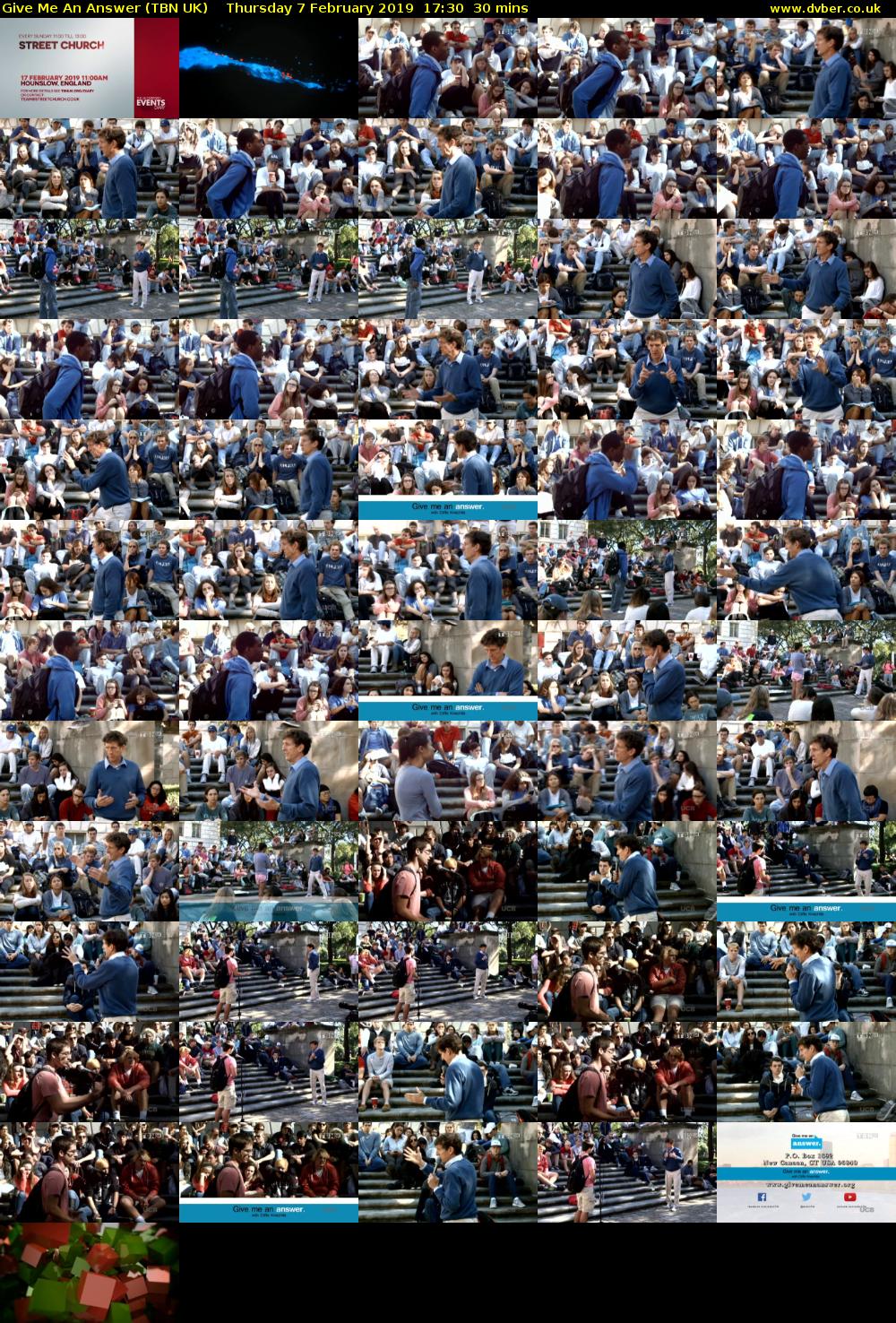 Give Me An Answer (TBN UK) Thursday 7 February 2019 17:30 - 18:00