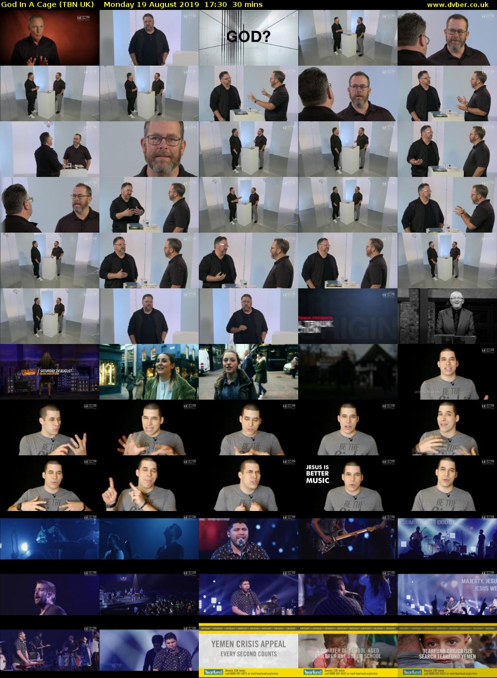 God In A Cage (TBN UK) Monday 19 August 2019 17:30 - 18:00