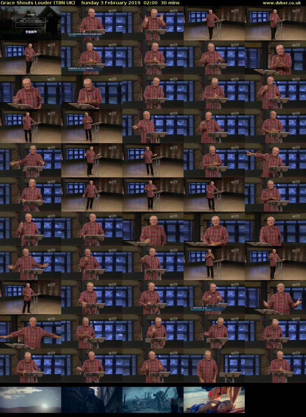 Grace Shouts Louder (TBN UK) Sunday 3 February 2019 02:00 - 02:30