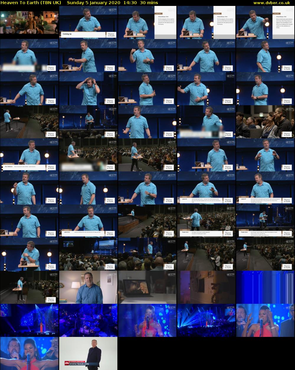 Heaven To Earth (TBN UK) Sunday 5 January 2020 14:30 - 15:00