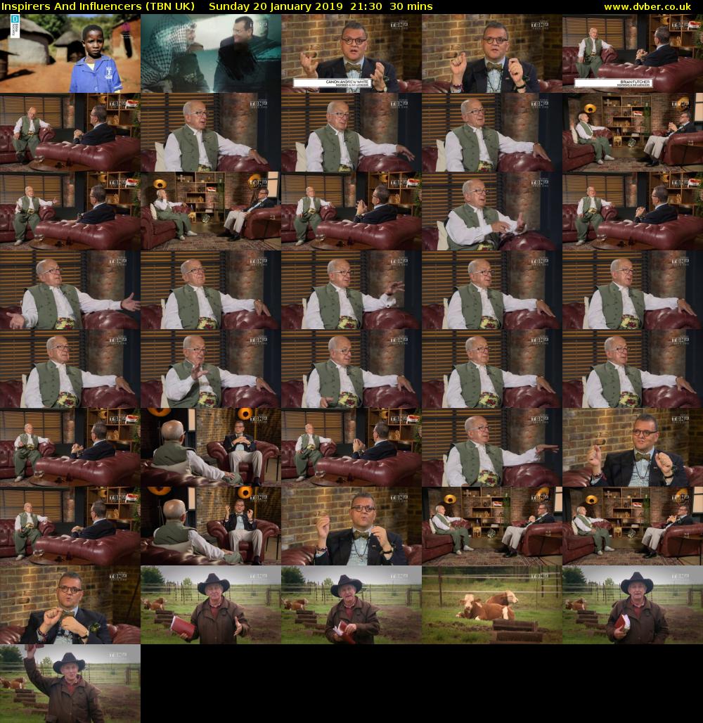 Inspirers And Influencers (TBN UK) Sunday 20 January 2019 21:30 - 22:00