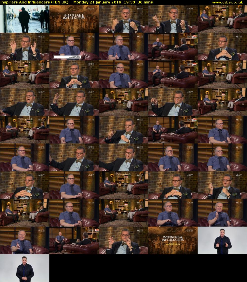 Inspirers And Influencers (TBN UK) Monday 21 January 2019 19:30 - 20:00