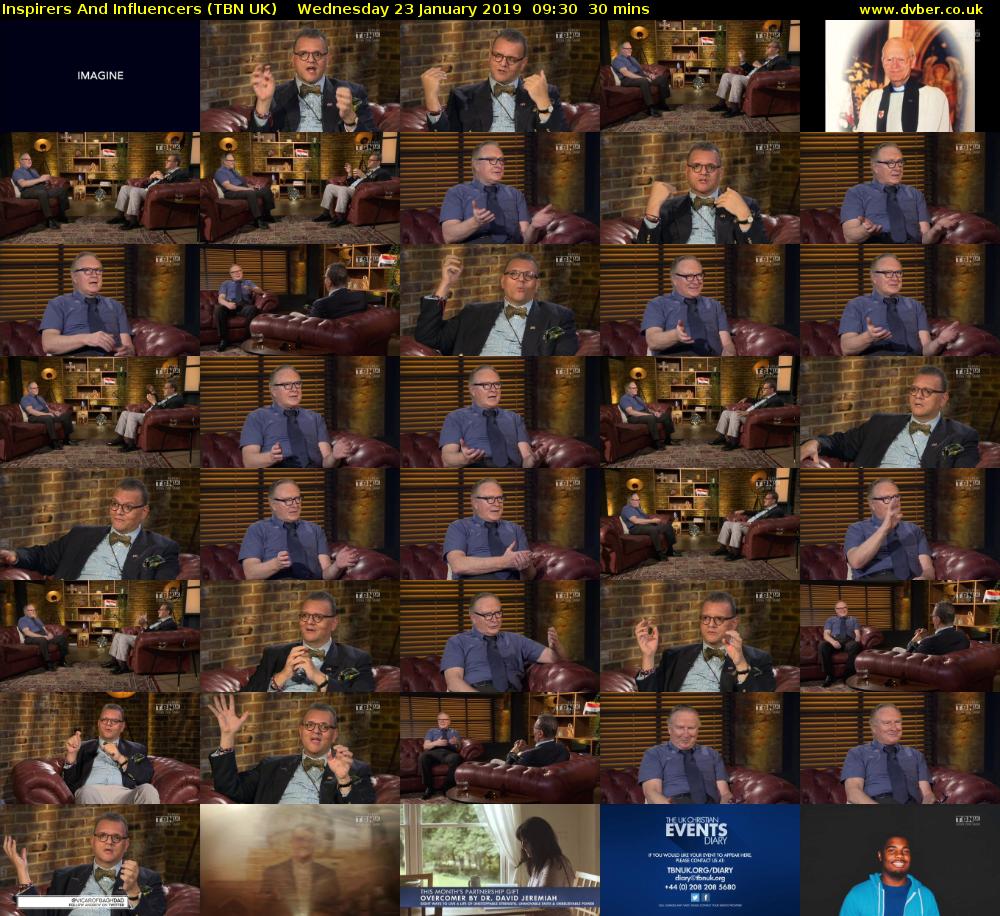 Inspirers And Influencers (TBN UK) Wednesday 23 January 2019 09:30 - 10:00