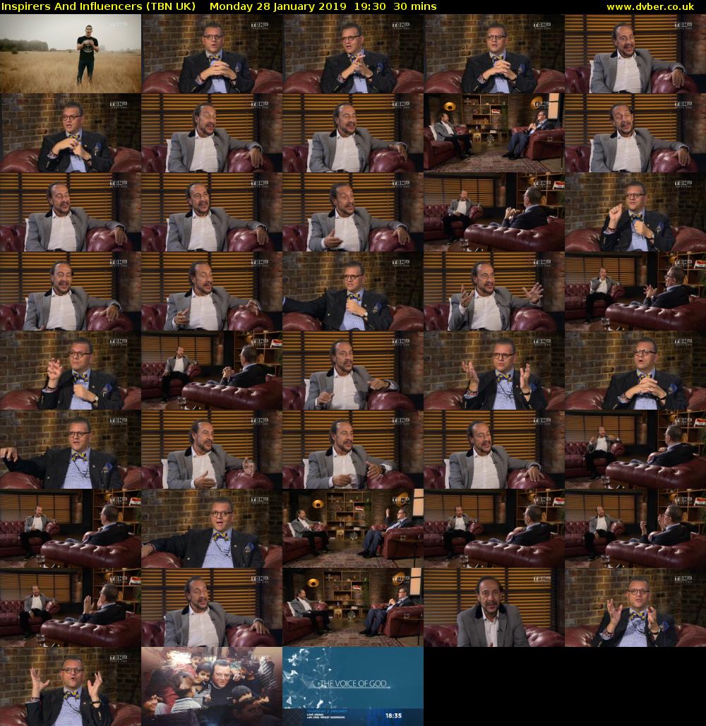 Inspirers And Influencers (TBN UK) Monday 28 January 2019 19:30 - 20:00