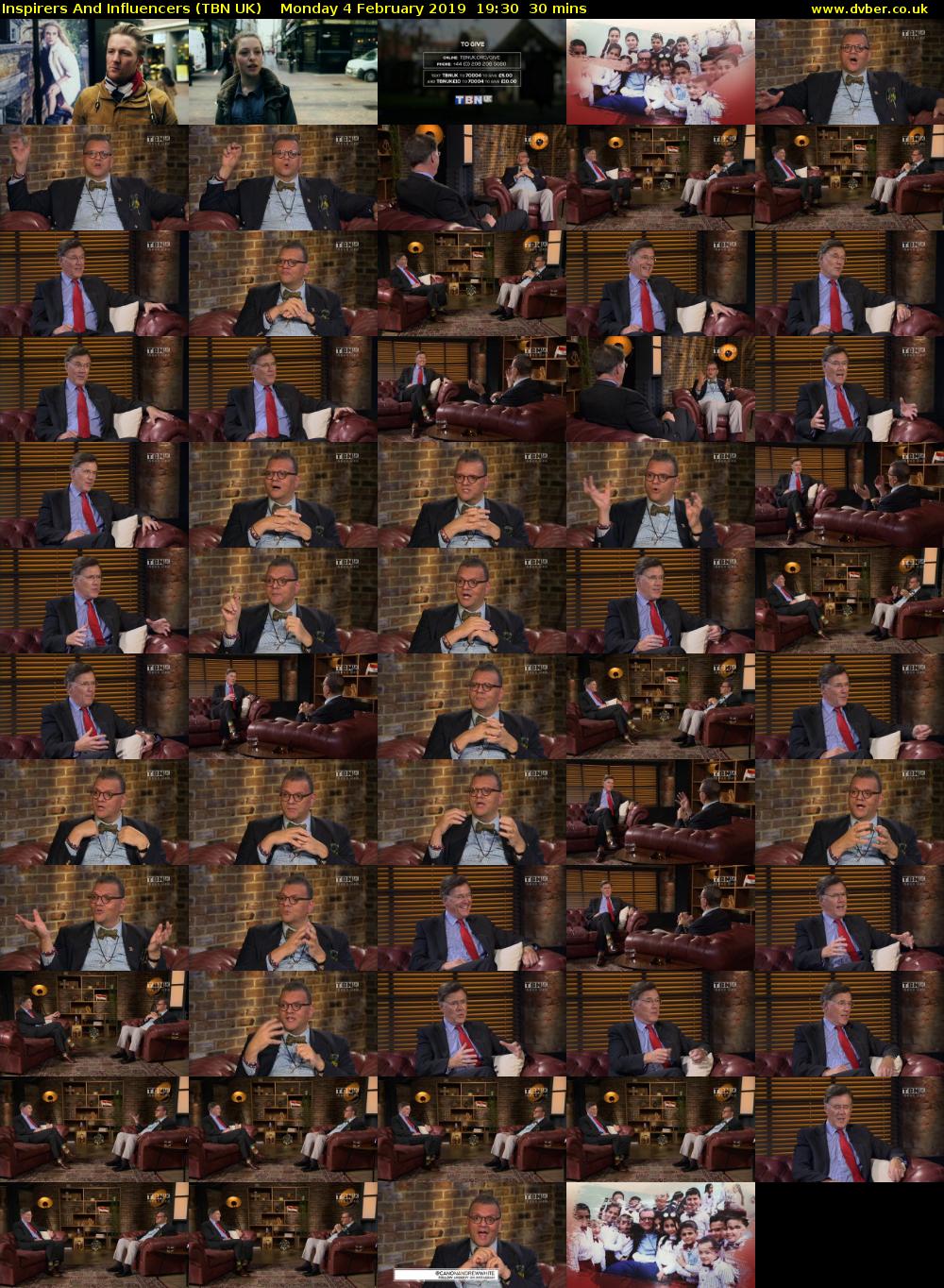 Inspirers And Influencers (TBN UK) Monday 4 February 2019 19:30 - 20:00