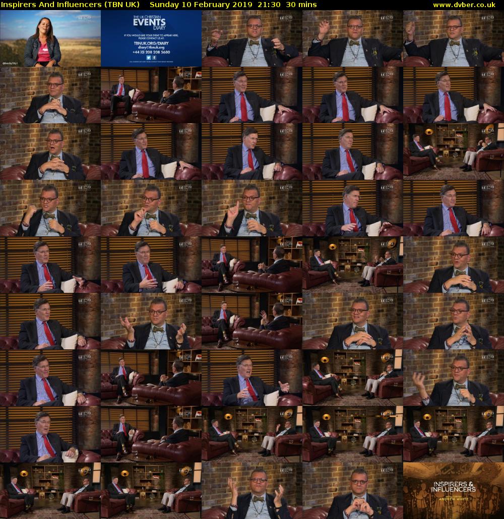 Inspirers And Influencers (TBN UK) Sunday 10 February 2019 21:30 - 22:00