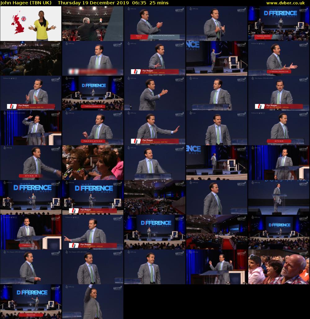 John Hagee (TBN UK) Thursday 19 December 2019 06:35 - 07:00