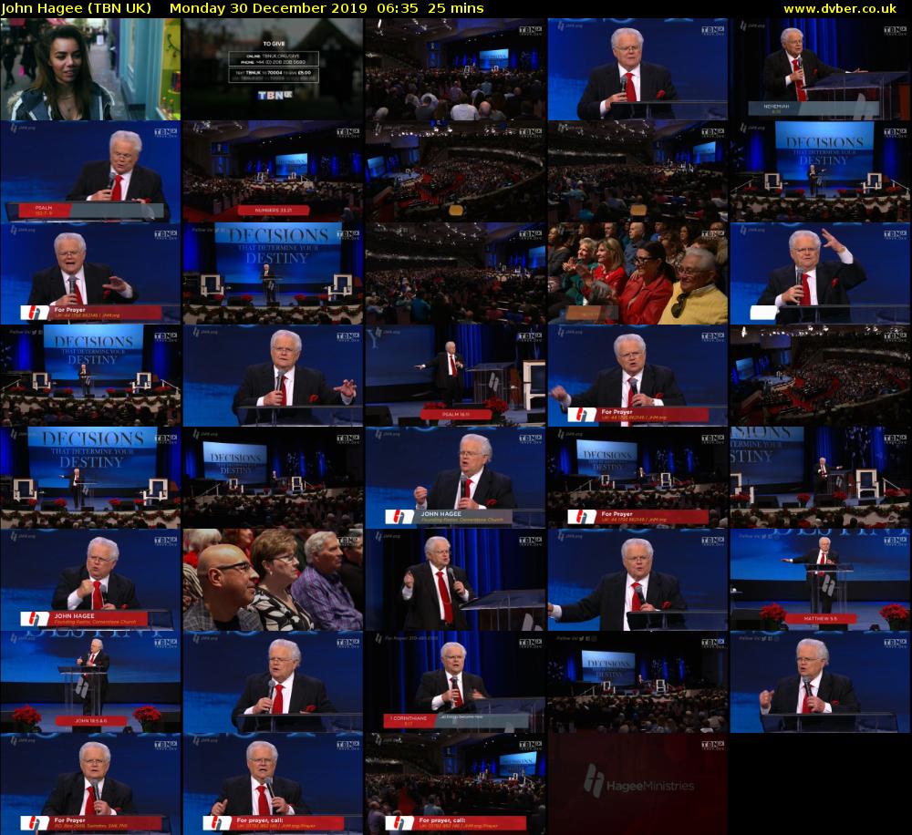 John Hagee (TBN UK) Monday 30 December 2019 06:35 - 07:00
