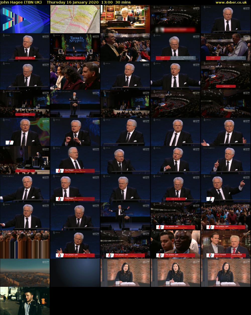 John Hagee (TBN UK) Thursday 16 January 2020 13:00 - 13:30