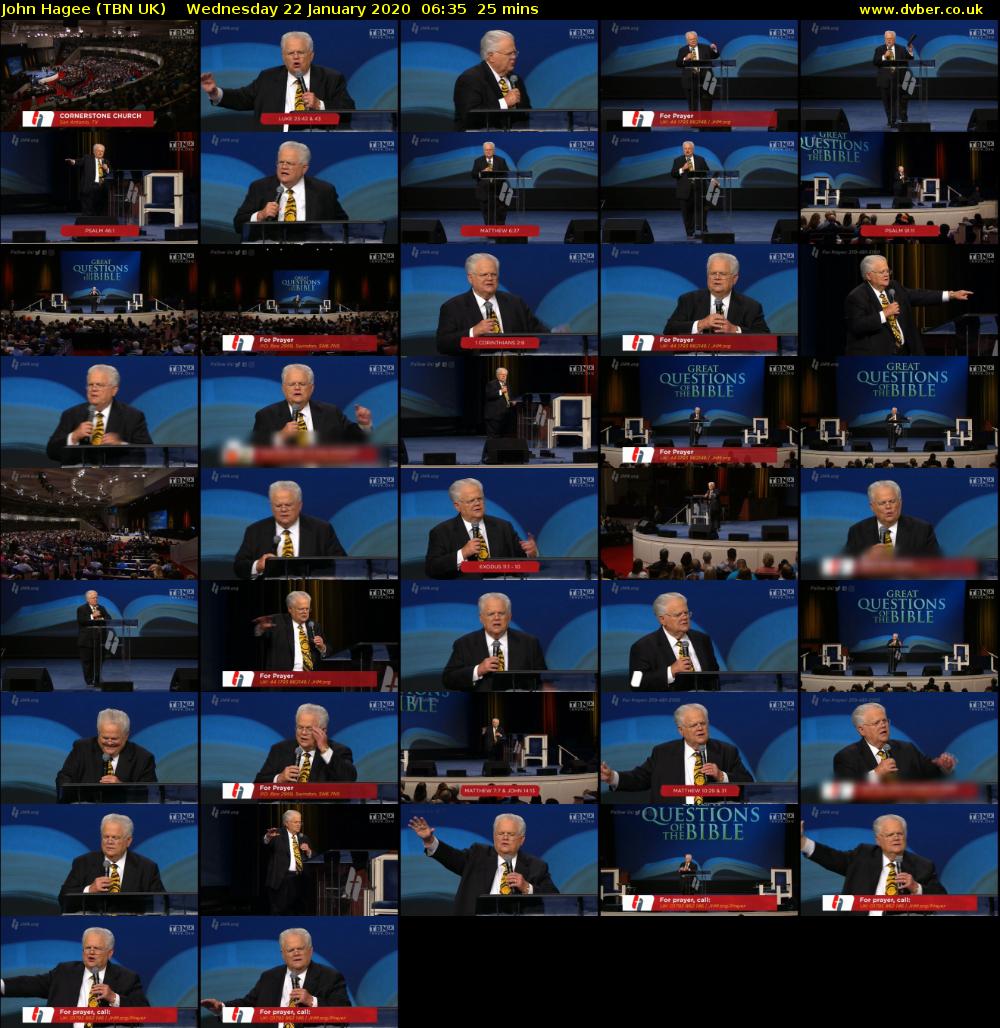 John Hagee (TBN UK) Wednesday 22 January 2020 06:35 - 07:00