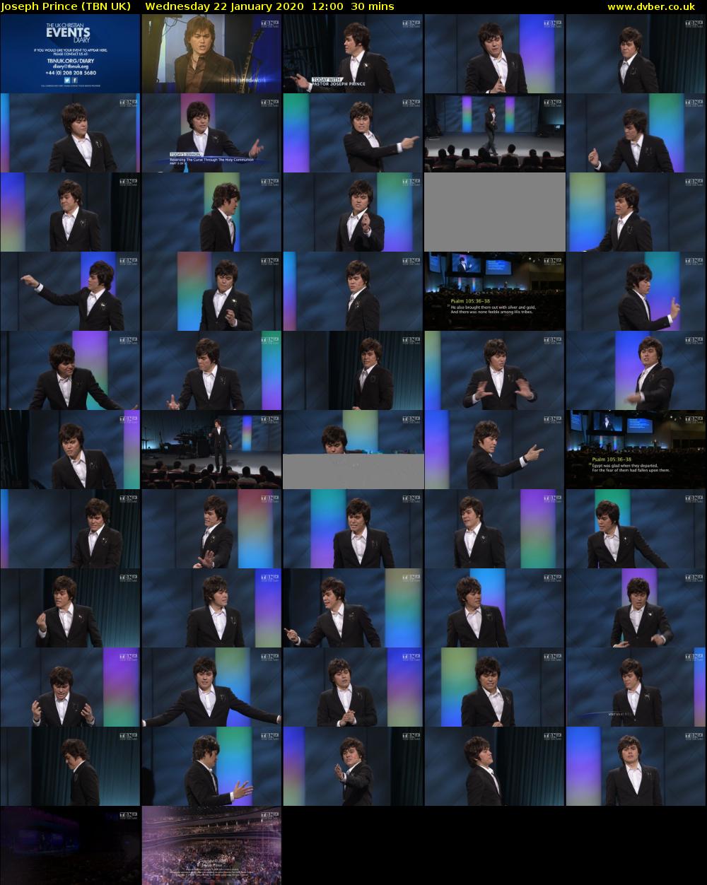 Joseph Prince (TBN UK) Wednesday 22 January 2020 12:00 - 12:30