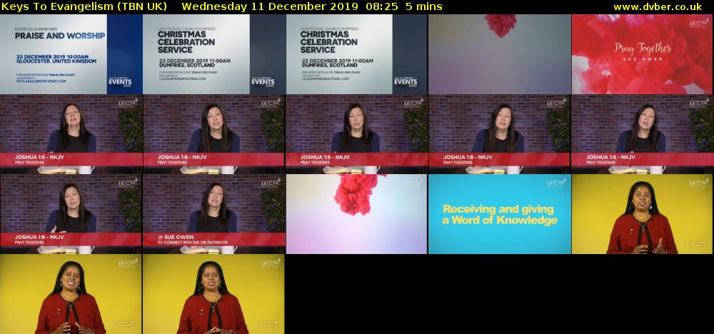 Keys To Evangelism (TBN UK) Wednesday 11 December 2019 08:25 - 08:30