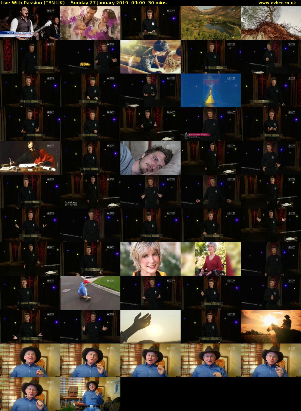 Live With Passion (TBN UK) Sunday 27 January 2019 04:00 - 04:30