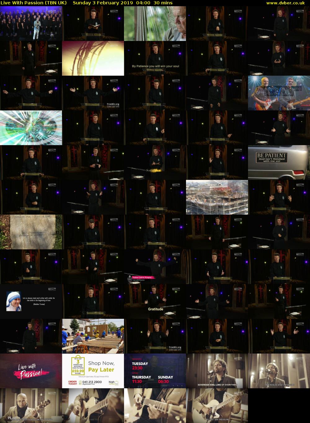 Live With Passion (TBN UK) Sunday 3 February 2019 04:00 - 04:30