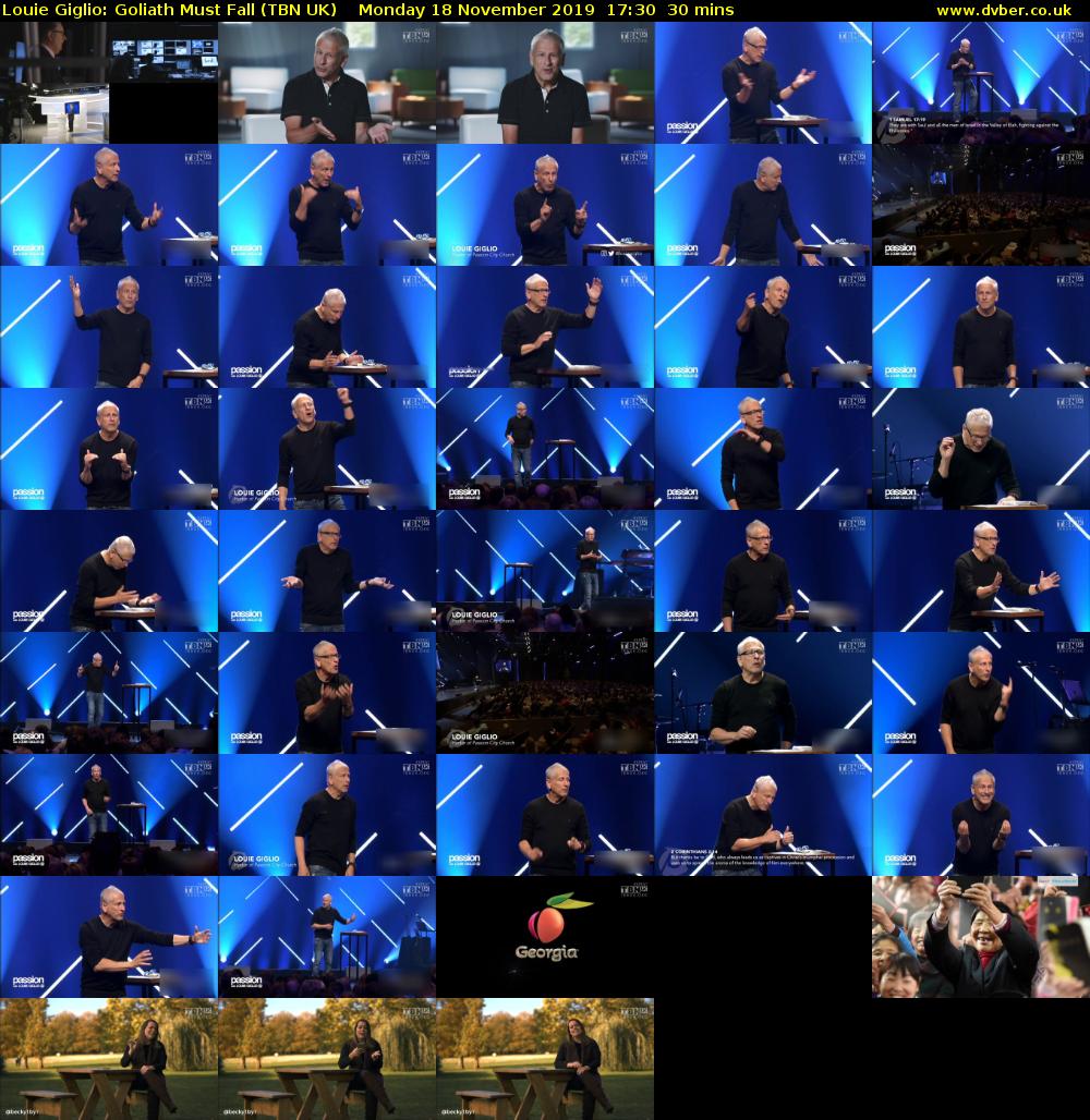 Louie Giglio: Goliath Must Fall (TBN UK) Monday 18 November 2019 17:30 - 18:00