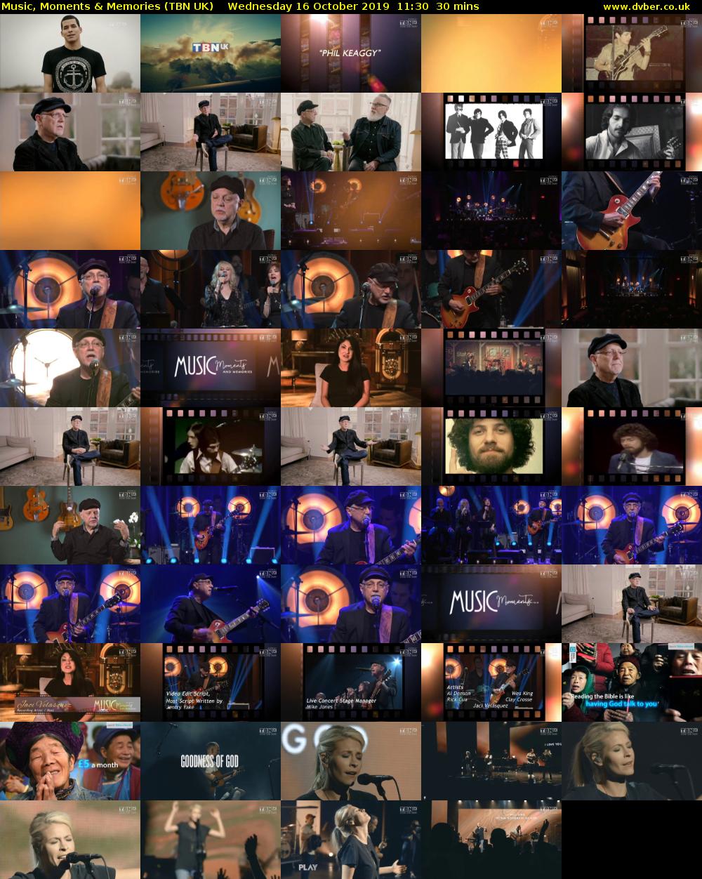 Music, Moments & Memories (TBN UK) Wednesday 16 October 2019 11:30 - 12:00