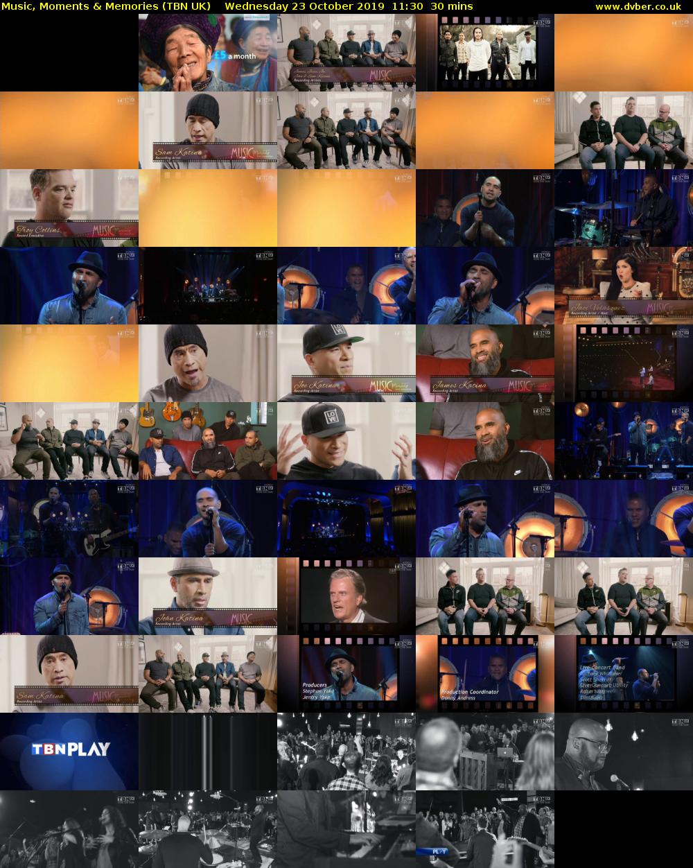 Music, Moments & Memories (TBN UK) Wednesday 23 October 2019 11:30 - 12:00