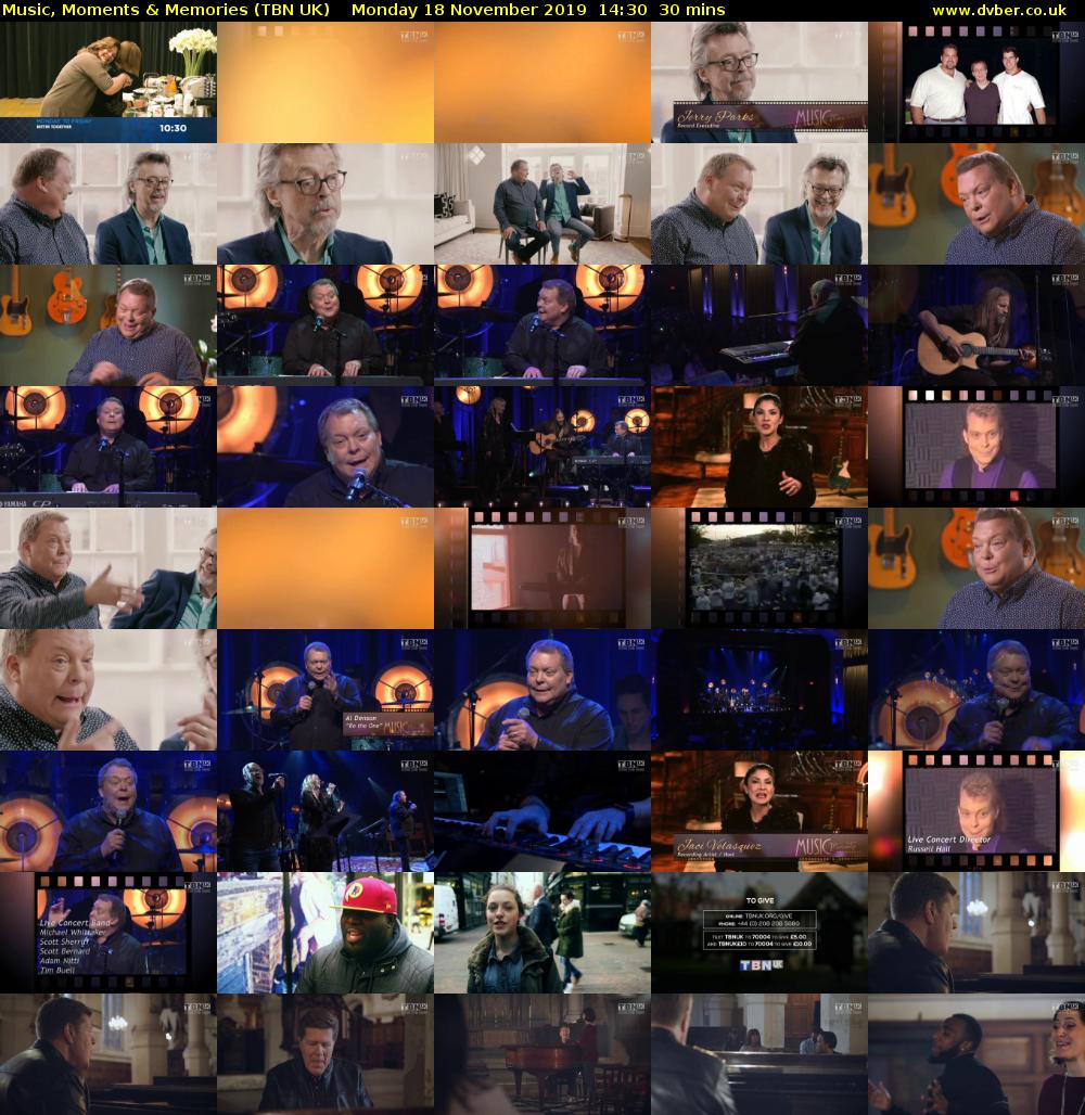 Music, Moments & Memories (TBN UK) Monday 18 November 2019 14:30 - 15:00