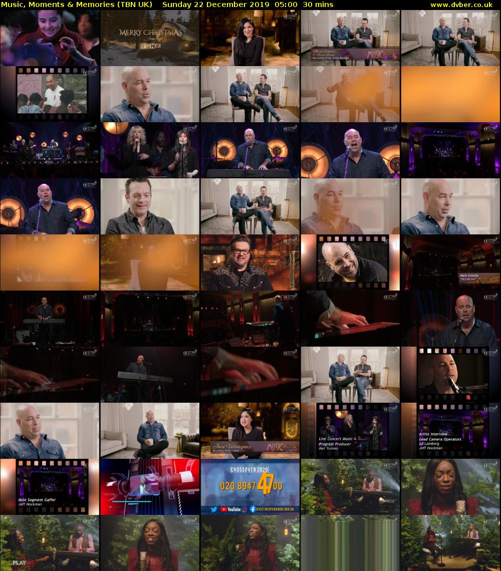 Music, Moments & Memories (TBN UK) Sunday 22 December 2019 05:00 - 05:30