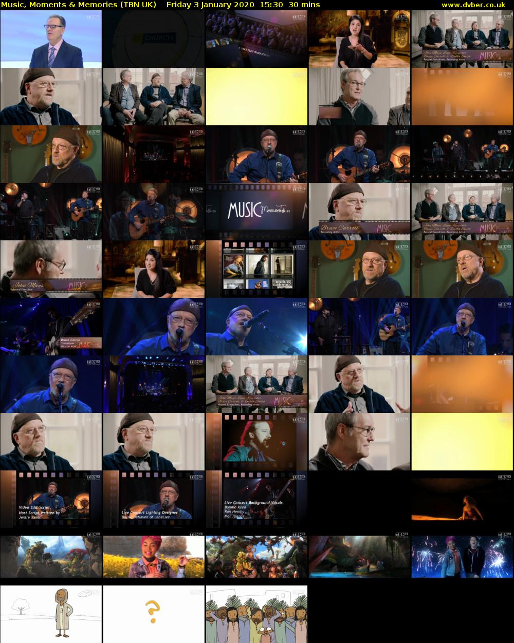 Music, Moments & Memories (TBN UK) Friday 3 January 2020 15:30 - 16:00